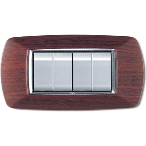 PLACCA LIFE LIVING PLAST LEGNO SCURO 4P- ELETTROCANALI- 1,0 pz