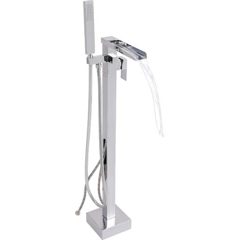 Rubinetto per vasca da bagno indipendente, bocca girevole a 360°, due modalità di uscita dell'acqua, miscelatore con doccetta, per bagni, hotel, spa, argento