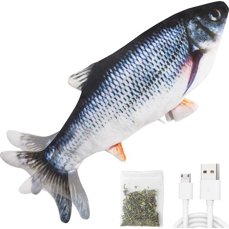 Jouet pour Chat Jouet Poisson Electronique Simulation en Mouvement, Jouet pour Chat Interactif Automatique Réaliste, Jouet Chat Peluche Cataire Catnip Jouet à Mâcher (1/5)
