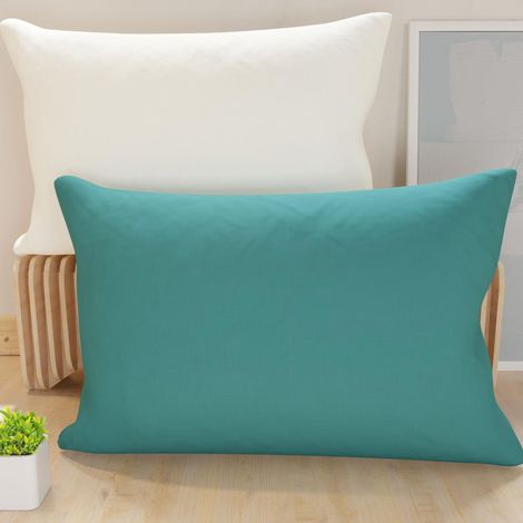 Lot de 2 Taies d'oreiller de Lit 70x50 cm, Housses de Coussin Unies Double Face Blanc, Taie Oreiller 100% Microfibre Hypoallergénique