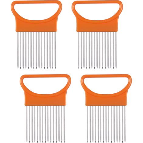 Coupe-Oignon - Support Pour Légumes - Acier Inoxydable Et Plastique - Pour Oignons Tomates Pommes De Terre Concombres - Lot De 4 (1/5)