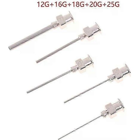 Lot de 5 aiguilles pour distributeur de seringues, pointe arrondie, en acier inoxydable, calibres 12/16/18/20/25G-JXLGV (1/5)