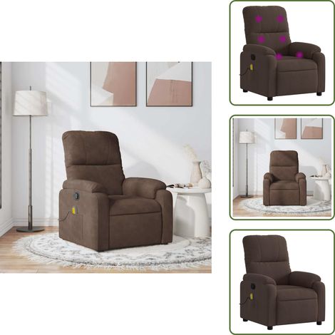 Fauteuil inclinable de massage marron tissu microfibre - Fauteuil Inclinable - Fauteuil Massant - Relaxation - Confort - Chaise Relaxante