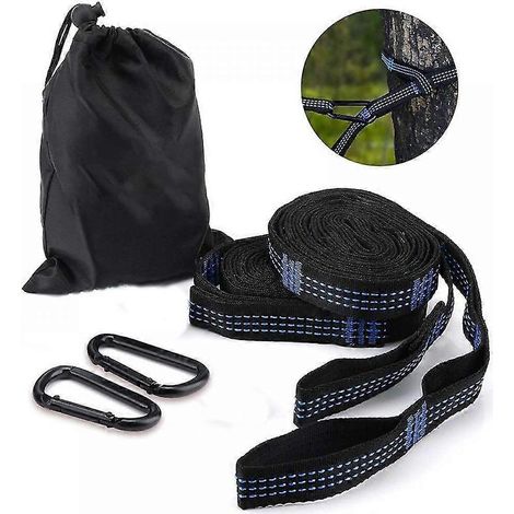 1 paire de sangles de fixation pour hamac, sangles d'arbre avec 14 boucles, 280 cm x 2,5 cm, charge maximale 500 kg, pour le camping, la randonnée, les pique-niques et les voyages en plein air. (1/5)