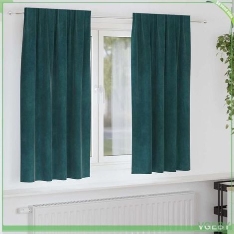 4107214 Rideaux occultants 2 pcs Vert foncé 140 x 175 cm Velours (1/5)