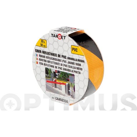 CINTA NASTRO ADESIVO RIFLETTENTE PRISMATICO 33 MT X 50 MM -- GIALLO NERO CATARIFRANGENTE