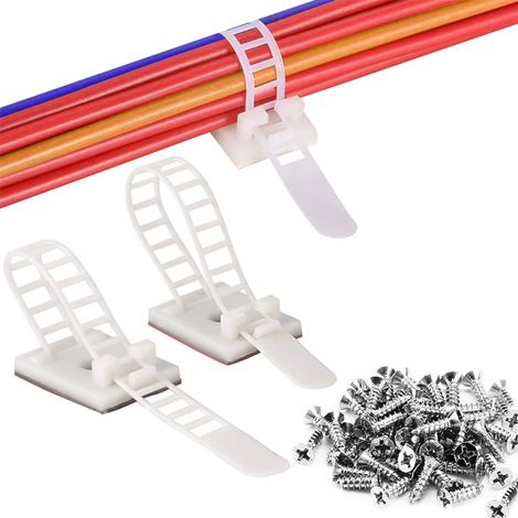 Cable Clips, Adjustable Cable Clips -30pcs/2 Sizes Adhesive Adjustable Nylon Material Wire Organizer for Ethernet Cables and Cable Management System for TV, PC (1/5)