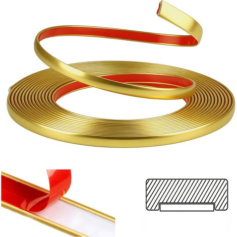 4M Moulure Adhesive Doré Moulure Flexible Croisillon Fenetre PVC pour Mur, Fenêtres, Carrelage, Miroirs, Portes, Meubles L 1 cm ÉP 3 mm (1/5)