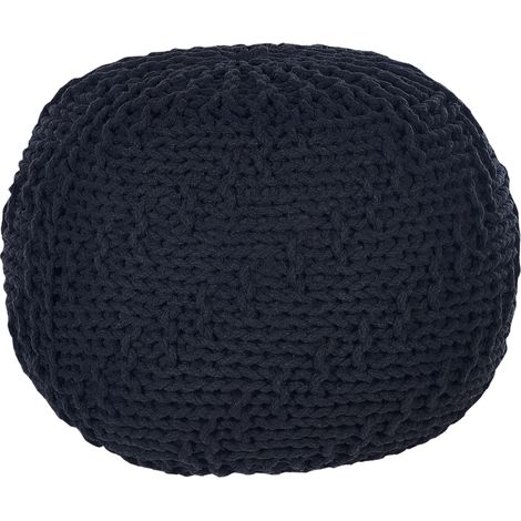 Otomana de algodón negro 50 x 35 cm puf reposapiés bolas EPS moderno Priene