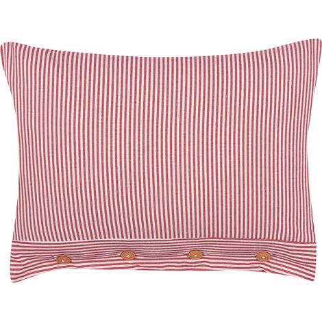 Cojín decorativo de estilo retro fabricado en algodón con patrón de rayas rectangular en color rojo y blanco 40 x 60 cm Aalita
