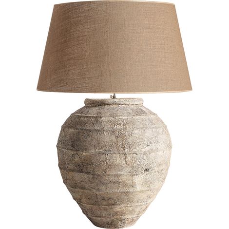 Lampe à poser céramique beige et jute - beige vieilli et jute brun (1/2)