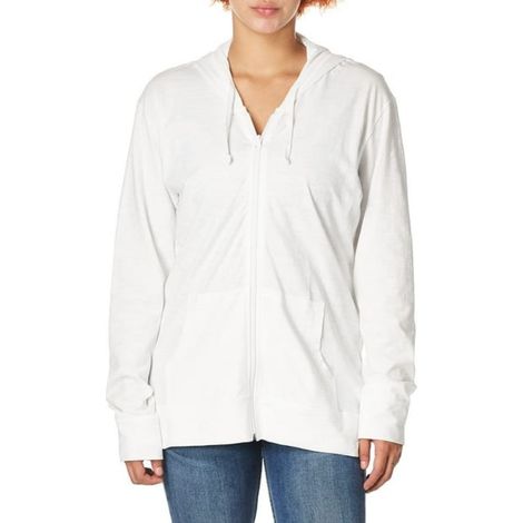 Sweat à capuche Hanes pour femme, en jersey flammé, taille M, blanc