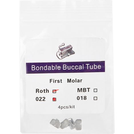 Set de 4 tubes orthodontiques pour 1ère molaire, version Roth 022, non convertibles et collables (1/5)
