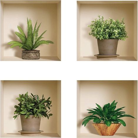 Stickers adhésifs 3D,Sticker Mural Autocollant Petits Palmiers - Stickers muraux chambre adulte - Stickers muraux 3D - Decoration Murale Salon - Autocollants muraux Trompe l'oeil Chambre (1/4)