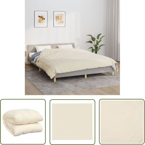 The Living Store Couverture lestée Crème clair 200x225 cm 9 kg Tissu - Couverture Lestée - Couverture Poids - Literie - Sommeil Réparateur - Relaxation (1/5)