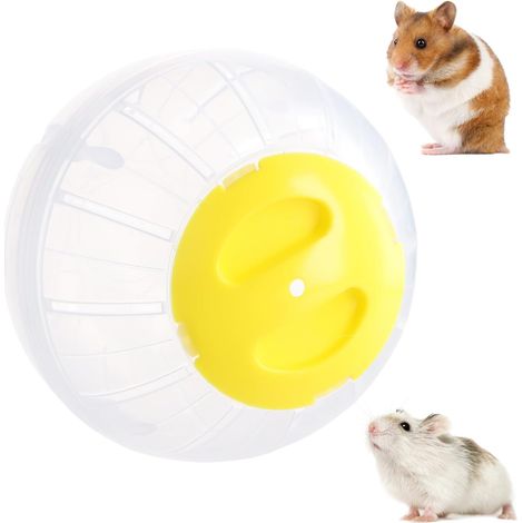 Palla da esercizio trasparente da 14,5 cm per criceti e piccoli animali - Palla da corsa per gerbilli, porcellini d'India, ricci (gialla)
