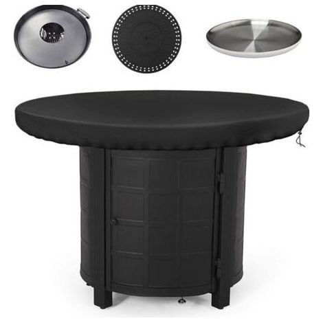 Housse Brasero Rond,Housse de Protection pour Plaque de Feu,étanche à l'eau et à la Poussière Tissu Oxford 420D Résistance Aux UV Housse de Protection Barbecue (80cm) (1/4)