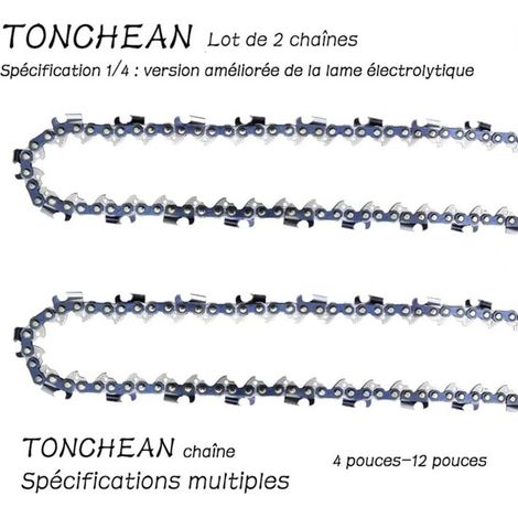 Guide Chaîne Tronçonneuse 2 Pièces 1/4 Pouce 32 Maillons Lame Galvanisée 16 Sections Faible Rebond (1/4)