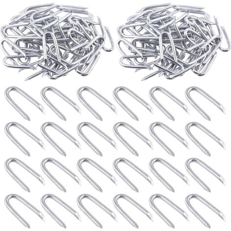 200pcs 5/6 "- 0.14" × 1.18 "clous de fil d'acier, clôtures enroulées de fil de béton, clous de clôture, clous en U de clôture, barbelés et clôtures tressées (1/5)