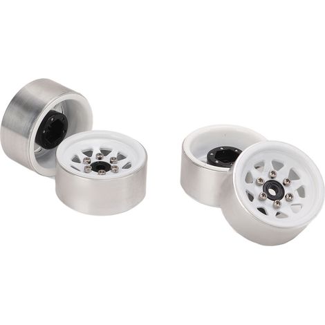 Lot de 4 jantes métalliques de rechange universelles légères de 2,5 cm (1 pouce) pour voitures RC, couleur blanche. (1/5)