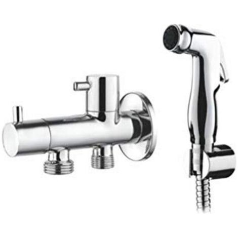 Ibergrif - Ensemble douche et WC, comprenant flexible, support, douchette, chromé. (1/4)