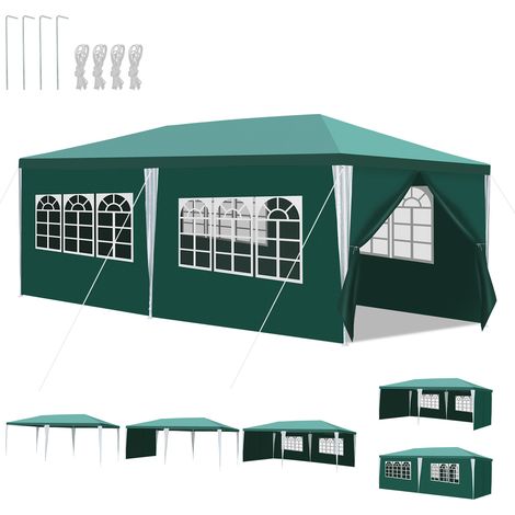 Jiubiaz Pavillon Partyzelt mit Seitenwänden, Reißverschlusstür & Fenstern, wetterfest, 3x6m Grün