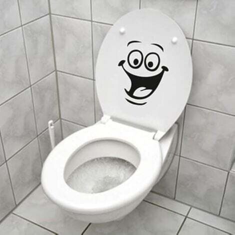 Autocollant Smiley, Sticker Mural Drôle pour WC, Salle de Bain, Cuisine, PVC, 1 Couleur 18 x 24CM (1/3)