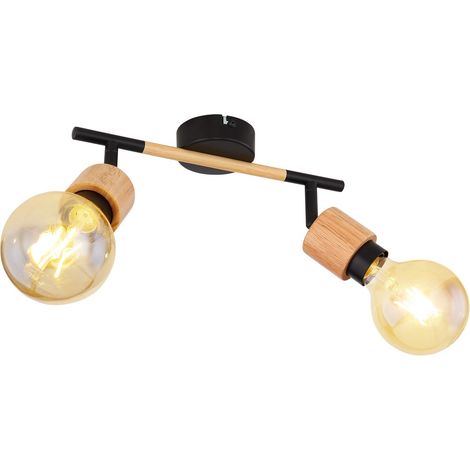 Plafonnier double spot noir mat 2x E27