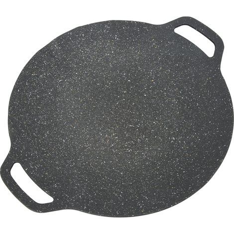 Barbecue Coréen, Poêle à Griller Coréenne avec Revêtement Antiadhésif à 6 Couches Plaque Chauffante Ronde pour Barbecue Intérieur Extérieur Noir (34cm) (1/4)