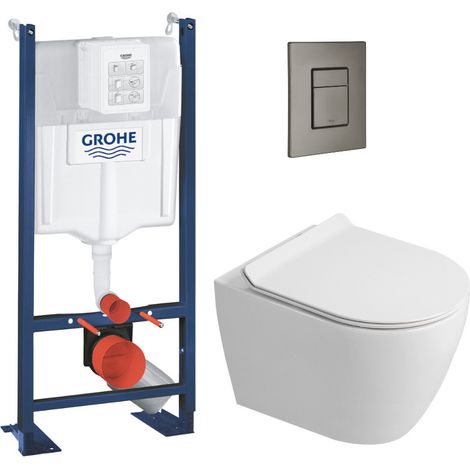 Rapid SL Pack WC bâti autoportant + WC suspendu sans bride Ceramia avec abattant SoftClose + plaque (GRRCEPXWR05-FR)