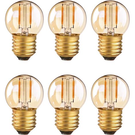 Century Light Ampoule Mini-Globe à Filament G40 LED 1W E27 Basse Tension Économie d'énergie AC/DC 12-24V Blanc Chaud 2200K 10W Équivalent de Remplacement - Ampoules Candélabres, Lot de 6 [Classe énerg