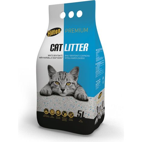 Litière pour chats Hilton White Soap 5l - litière en bentonite blanche parfumée au savon (1/5)