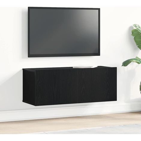 Meuble TV  Banc TV  Armoire TV Chêne noir 80 x 30 x 30 cm Bois d'ingénierie (1/5)