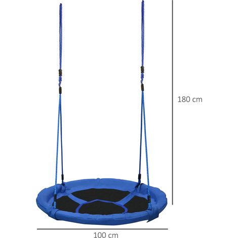 Altalena a nido per bambini, altalena rotonda da albero per bambini dai 3 anni in su, portata massima 100 kg, adatta per interni ed esterni, Ø100x180 cm, blu.