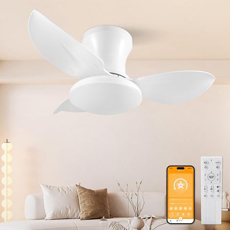 Ventilateur et Plafond lumineux avec télécommande, silencieux 6 vitesses DC réversible, lampe dimmable timer pour chambre salon (1/5)