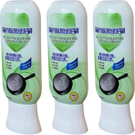 Nettoyant pour fond de casserole avec brosse intégrée, gel détachant puissant pour graisses brûlées et résidus noirs, sans danger pour le fer, l'acier inoxydable et l'émail (3 pièces) (1/5)