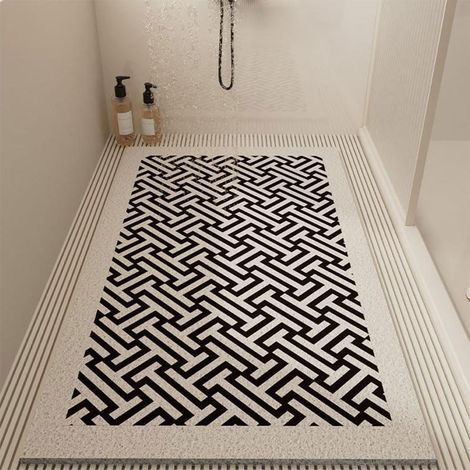 Tappetino antiscivolo per doccia, tappetino antiscivolo per vasca da bagno con fori di drenaggio, tappetino massaggiante in morbida luffa in PVC per zone umide, ad asciugatura rapida (nero, 40 x 70 cm