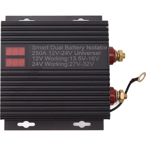 Relais intelligent 250A pour batterie 12V/24V avec séparateur de batterie double, commutateur d'urgence et détection de tension. (1/5)