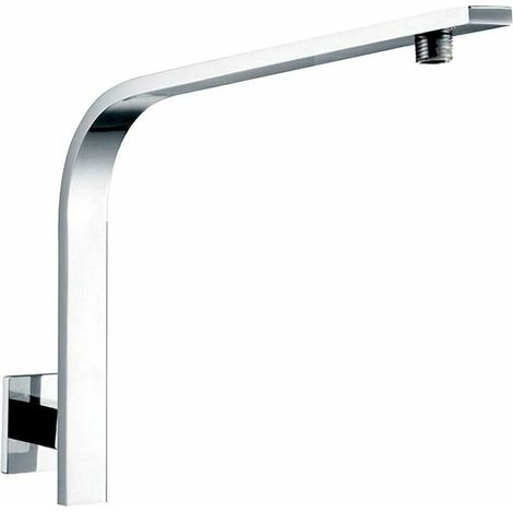 Bras de douche carré en laiton massif, style col de cygne, chromé miroir, tube rectangulaire 30x10. (1/4)