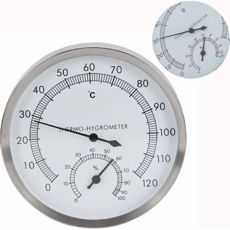 Thermomètre hygromètre sauna hammam 2 en 1 acier inoxydable
