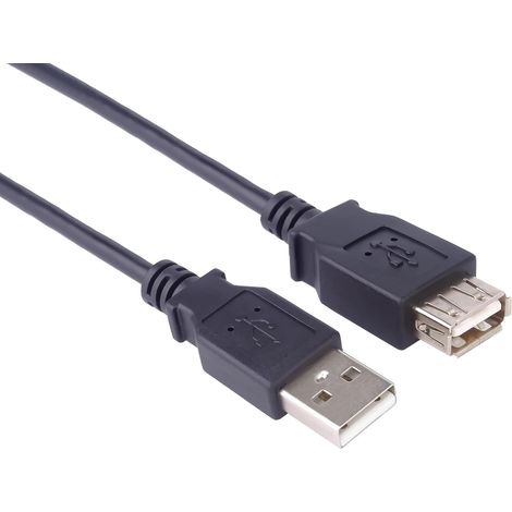 Câble d'Extension USB 2.0 5 m, Câble de Données Haut Débit Jusqu'à 480 Mbit/s, Charge, USB 2.0 Type A Femelle vers Mâle, 2x Blindé, Couleur Noir, Longueur 5 m (1/5)