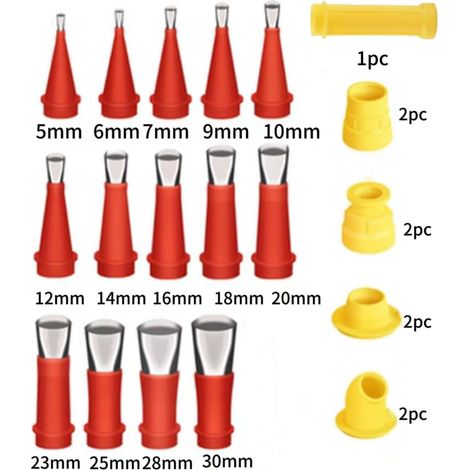 Lntyq Wiederverwendbarer Dichtungsdüsen-Applikator, universelles integriertes Gummidüsen-Werkzeugset, universelles Gummidüsen-Werkzeugset mit Sockel (23-teilig (9 Zubehörteile)) (1/4)