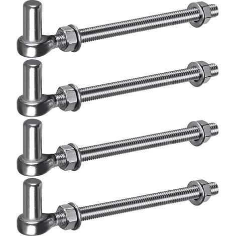Charnière de Portail M12, 4pcs Quincaillerie à œillet de Champ Robuste 16mm Crochet pour Goupille de Suspension de Jardin en Métal pour Portail de Ferme/Clôture en Bois/Allée, 440lbs/25.4cm (1/5)