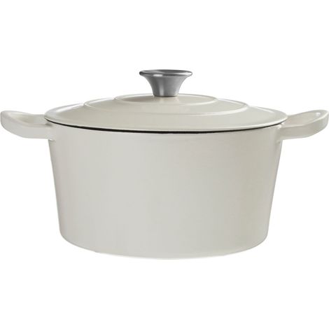 Premier Housewares Medium White Cast Iron Casserole Dish And Serving Dish Oven Safe Dishes With Lid Smooth Coating Ovens Tray With Muted White Finish And Non Stick Properties 32 X 23 X 16 (1/5)