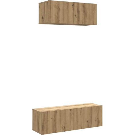 Ensemble de meuble TV  Banc TV  Armoire TV mural 2 pcs chêne artisanal (1/5)