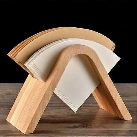 Porte-filtres à café, en bois et papier, couleur bois, pour ranger les filtres en papier sur un plan de travail, dans la cuisine ou dans un café.-AquaForge (1/5)