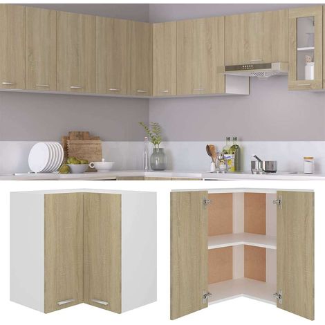vidaXL Armario esquinero colgante "Lyon" roble Sonoma 57x57x60 cm madera de ingeniería (1/2)