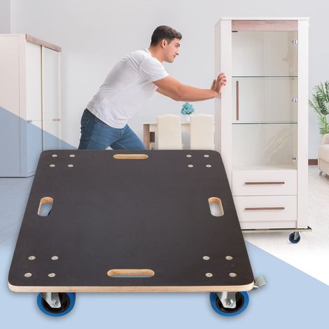 ECD Germany Plataforma Rodante Rodillo para Transporte de Muebles 60 x 80cm Carga Hasta 800kg Tabla con Ruedas Monopatín con Freno Placa Tablero Carretilla Plataforma Carro para Mundanzas y Traslados