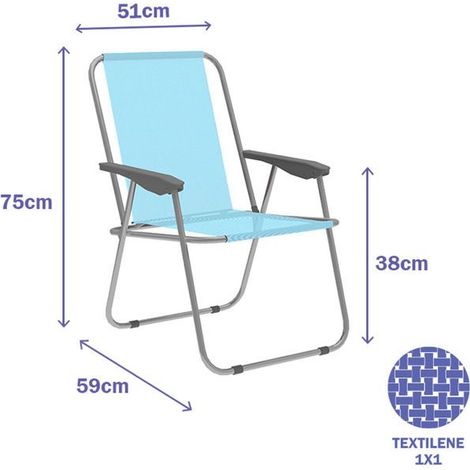 Sedia pieghevole - MARBUENO - 59 x 75 x 51 cm - Alluminio - Blu - Pieghevole (esterno)
