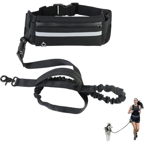 1 Laisse canicross, ceinture réglable, poche amovible, laisse élastique, course à pied (1/5)